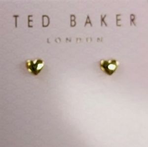 TED BAKER LONDON CHUNKY LITTLE GOLD HEART EARRINGS